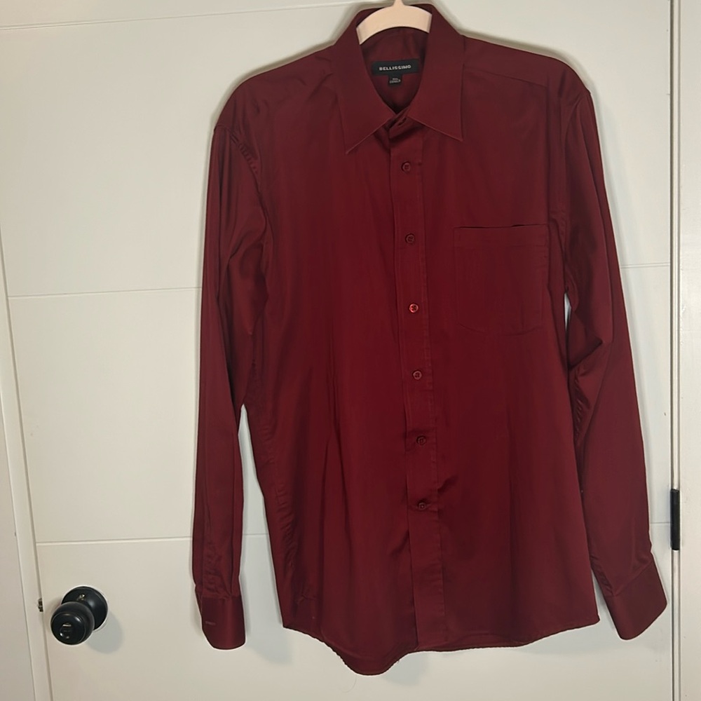 bellissimo men’s red dress shirt size 15 1/2